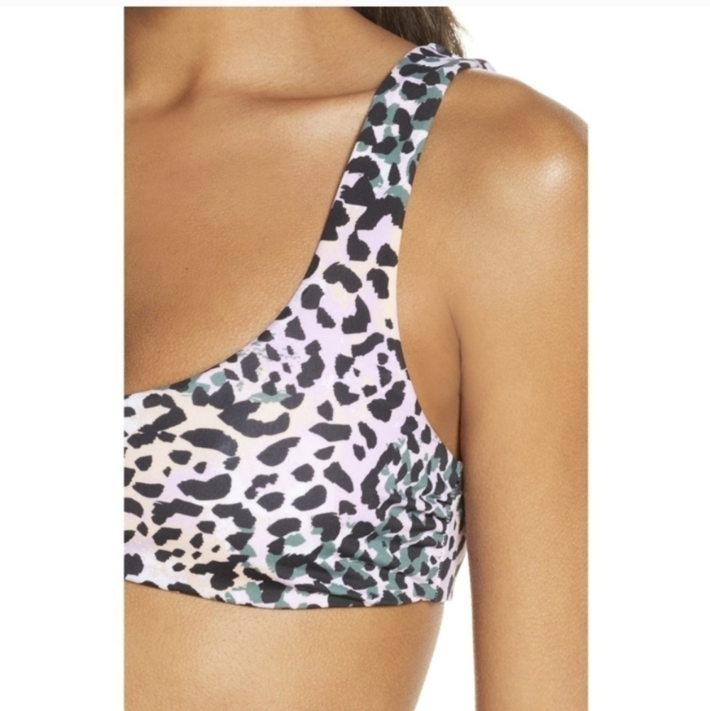 Veronica Beard Celeste Bikini Swim Top Lilac Multi Leopard Print XS - Picture 2 of 6